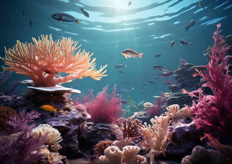 Many Fish swimming amongst the coral in the sea