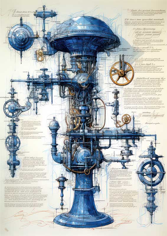 Blueprint of a steam engine