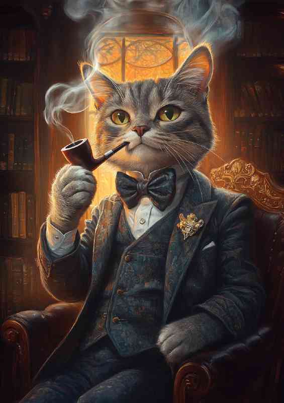English cat smoking jacket