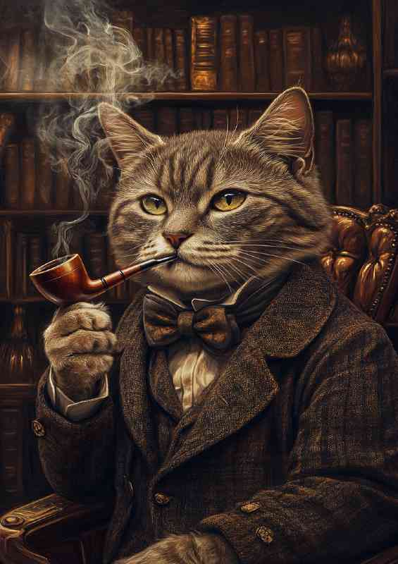 English old cat with pipe