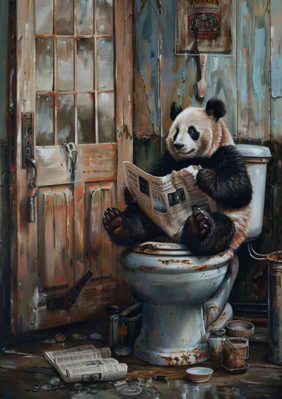 Panda on the toilet surreal