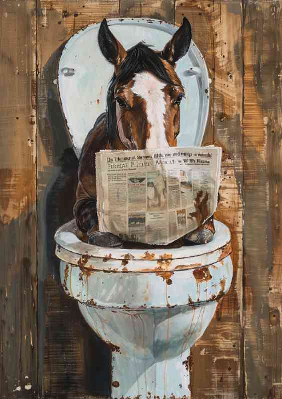 Race horse reading results on the toilet