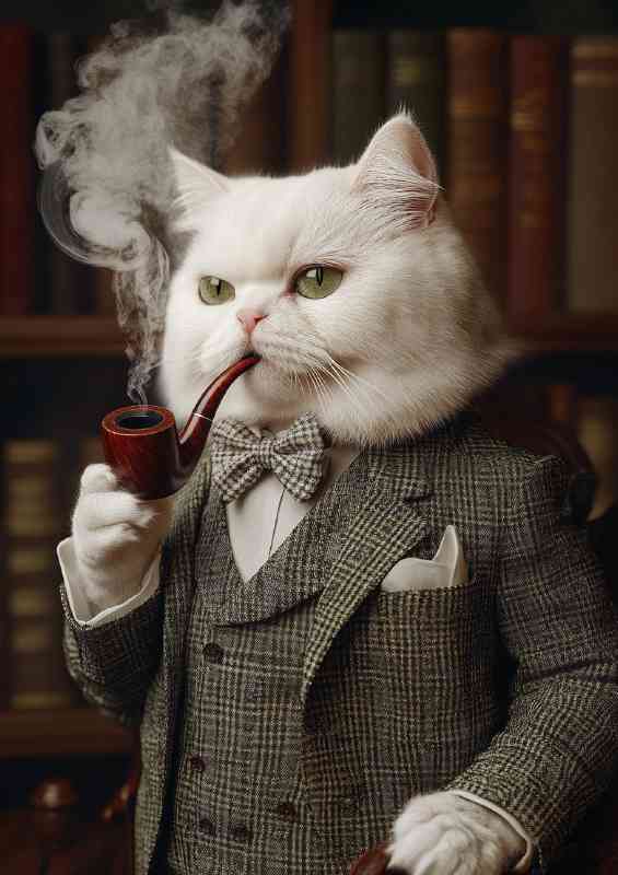 White cat fur in english attire