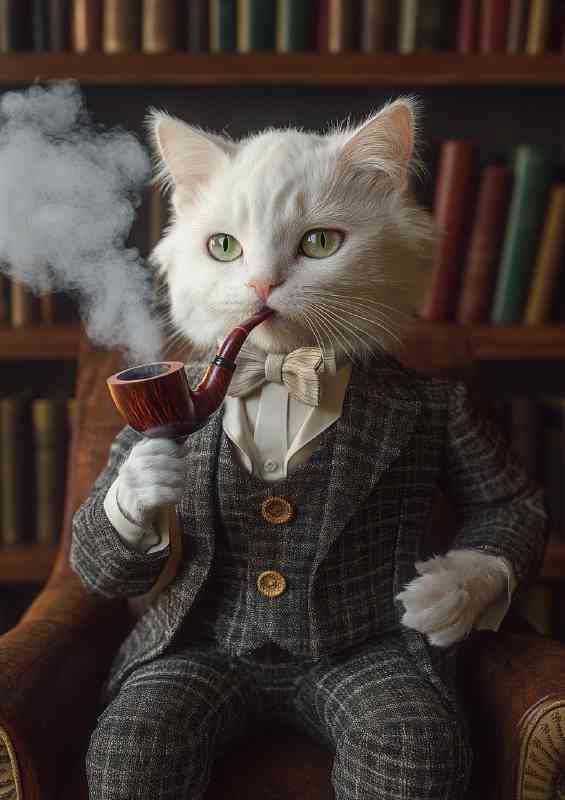 White whiskers nice suit cat surreal