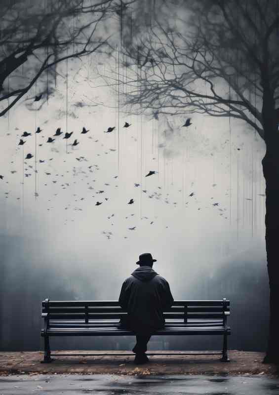 Reflective Solitude Man Seated in Park