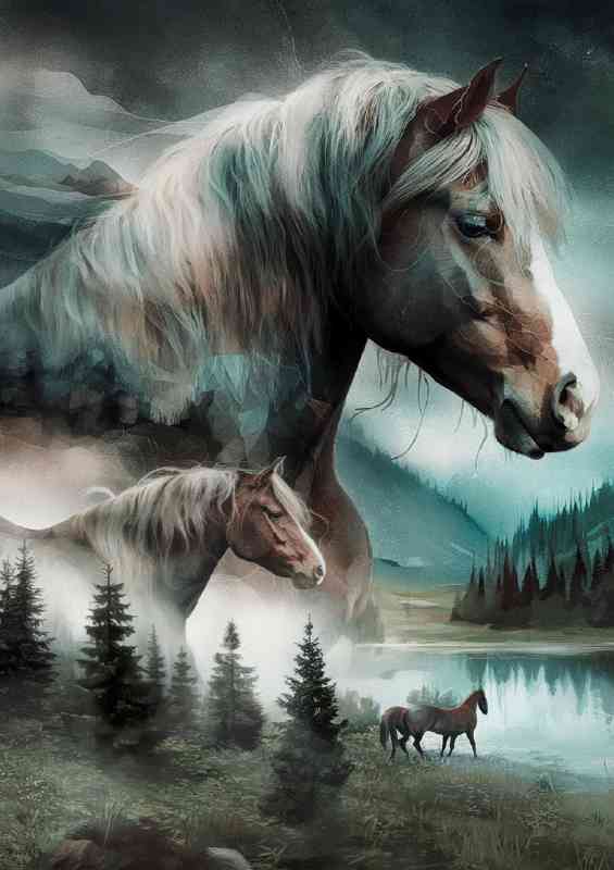 A majestic horse with a flowing mane