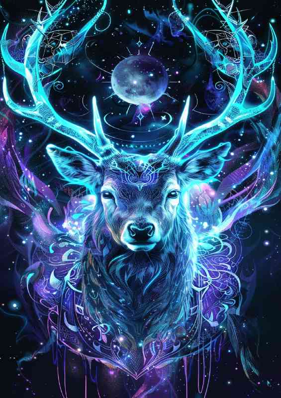 Beautiful glowing deer with large anterleers