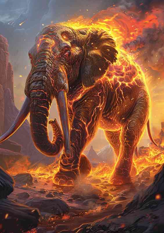 Giant majestic Elephant made of fire