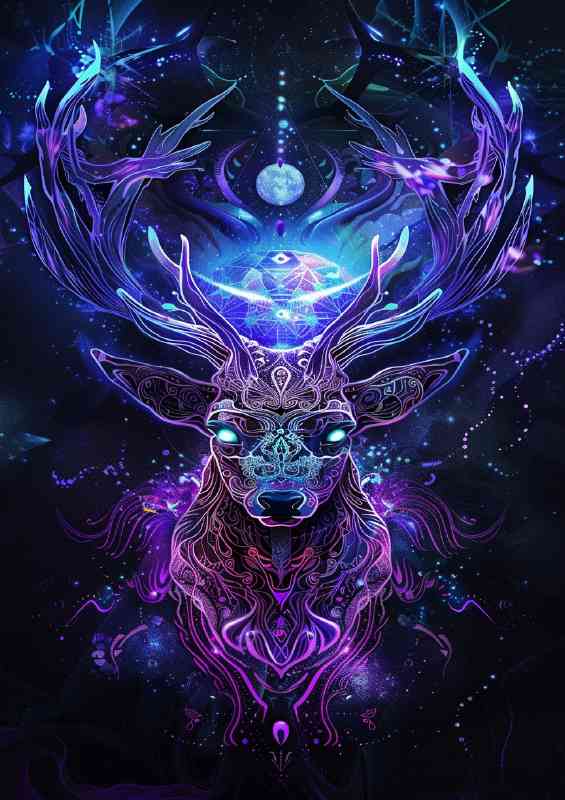 Glowing beautiful deer with big anterlers