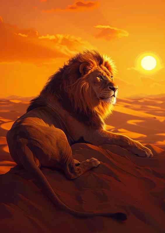 Lion basking in the sun daytime