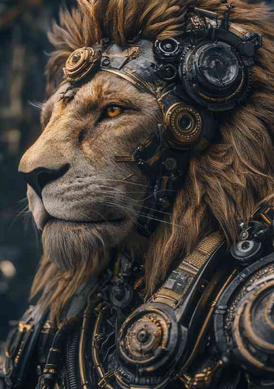 Lion inspiring head steampunk surreal