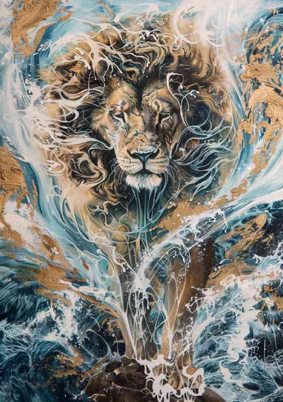 Lion made of water splashes