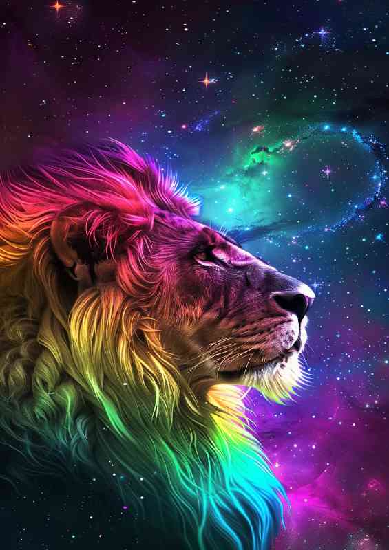 Majestic Lions head with multi colours