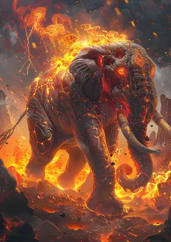 Majestic elephant fantasy fire
