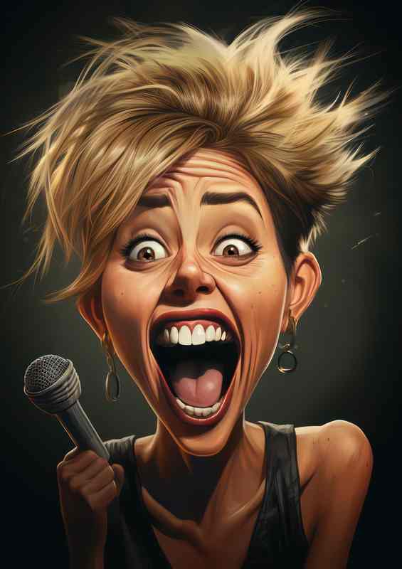 Caricature of Miley Cyrus big smile