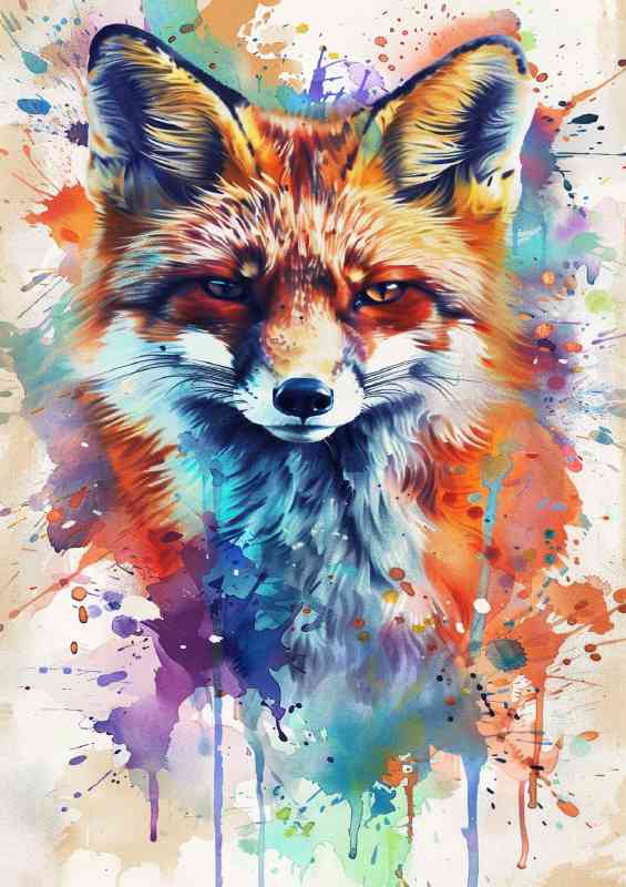 Mr fox in watercolours splash