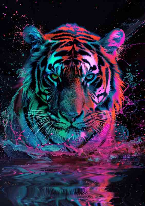 Painted tiger in the water colourful
