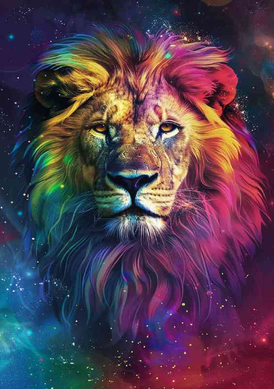 Rainbow galaxy lion coloured