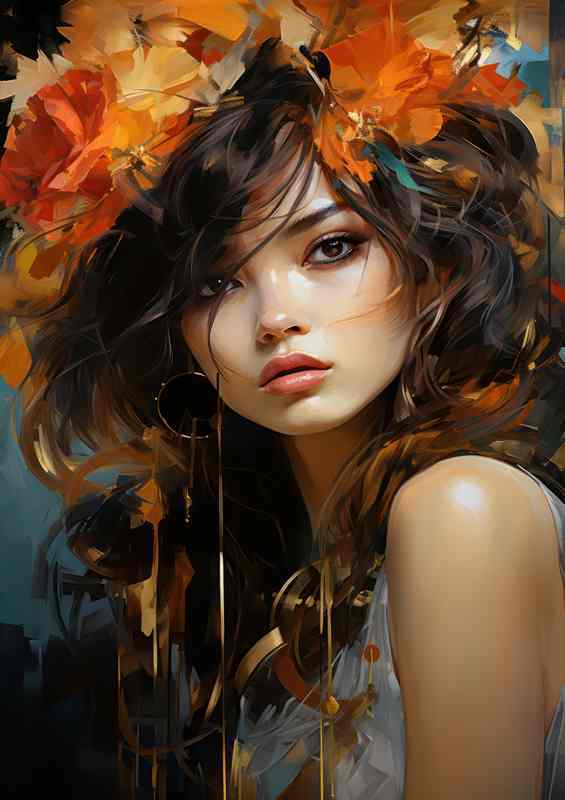 Womans Colorful Journey Through Dripping Paint