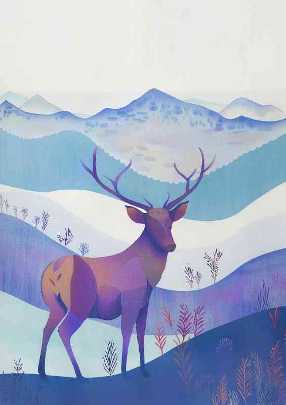 Stag in the highlands painted