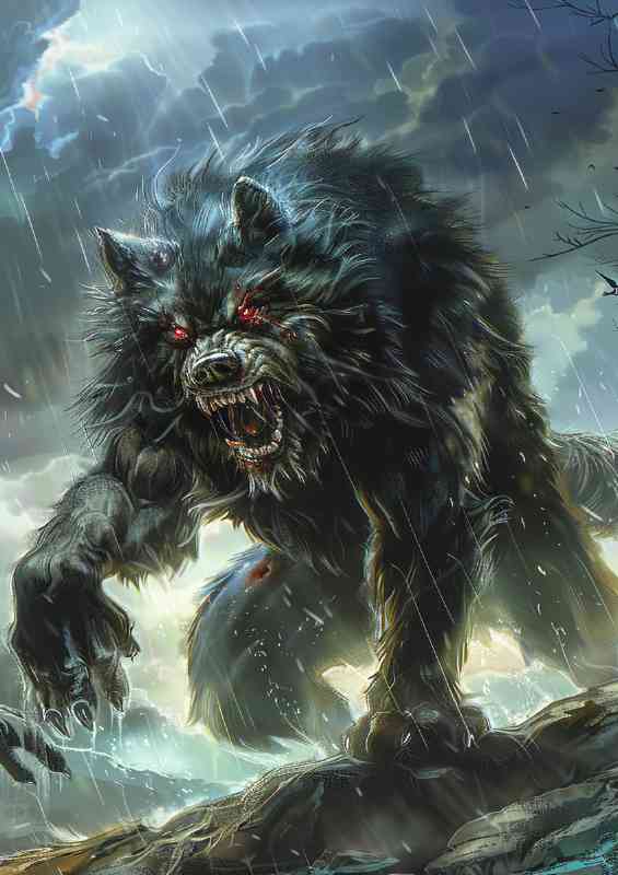 The snarling black wolf