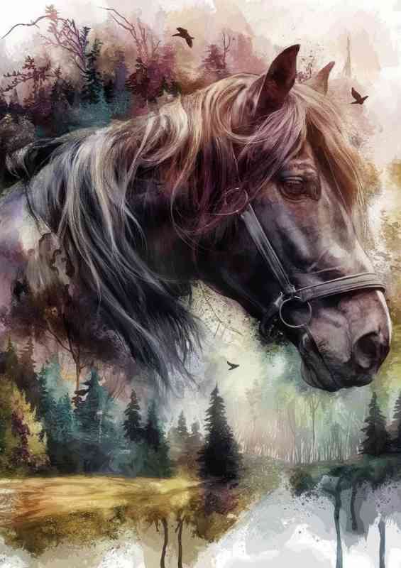 Watercolour of a majestic horse