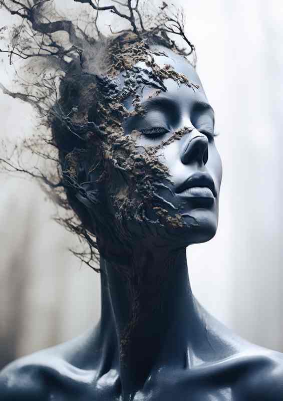 Womans closed eyed Gaze Through Branches