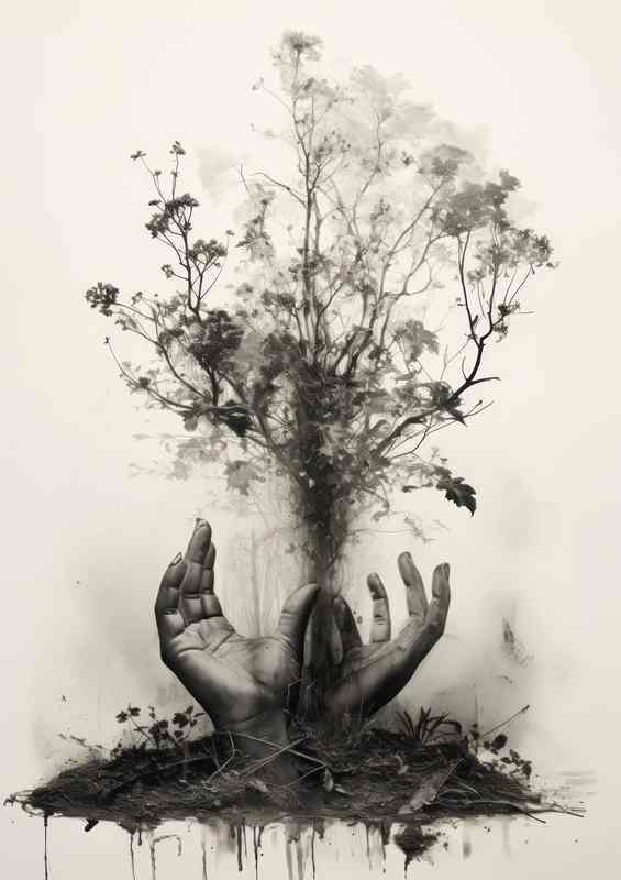 Woodland Touch Hand Entwined with Sprigs