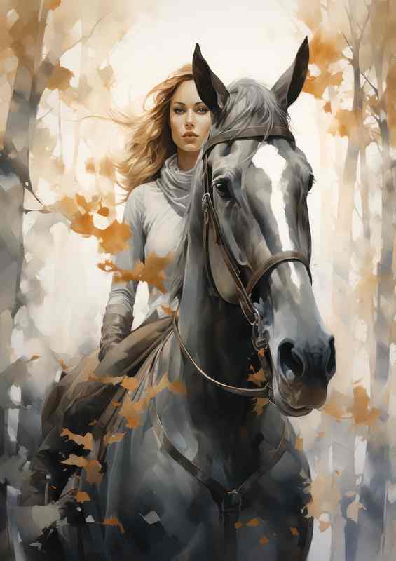 Youthful Equestrian Joy Riding Through Meadows