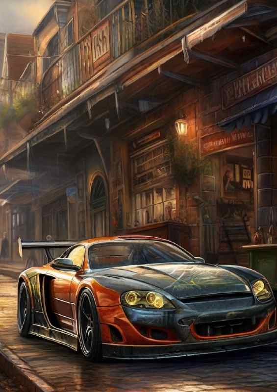 Super car in the old school road