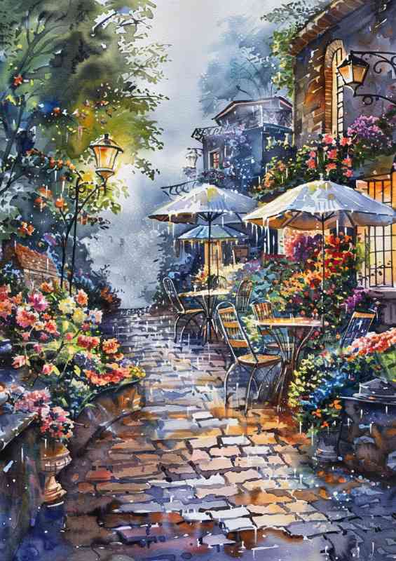Enchanting painting village street scene