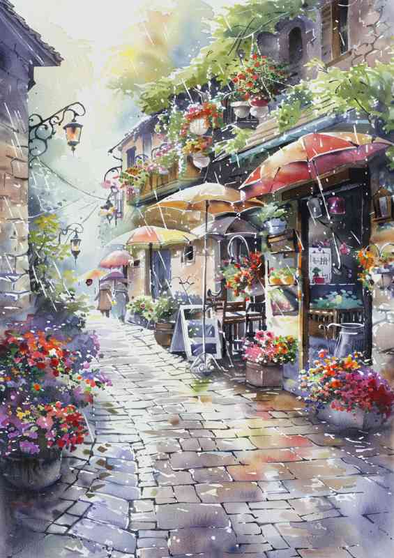 Enchanting street village scene