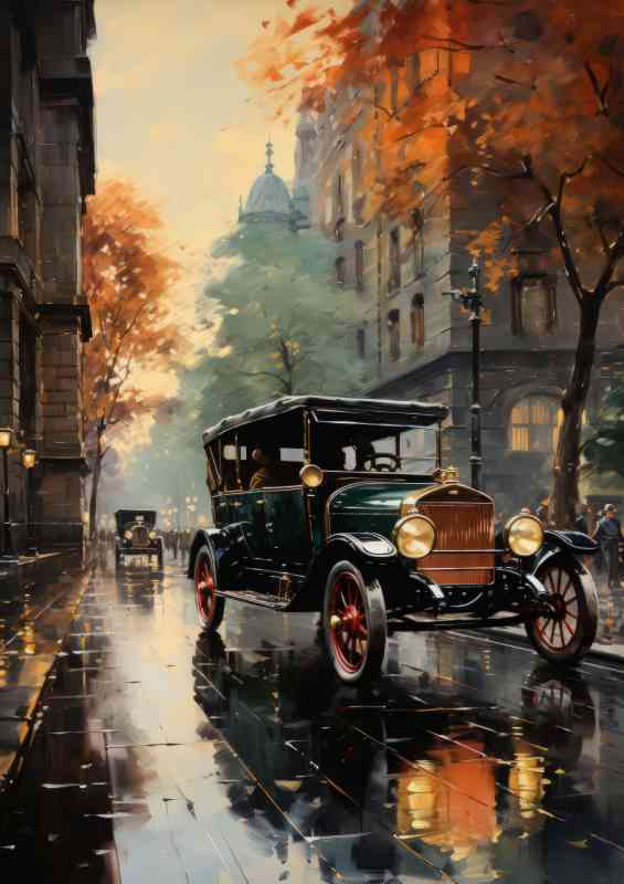 New york bussy street old cars