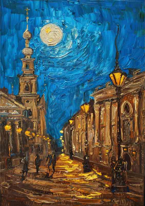 Night view of the old town in St petersberg