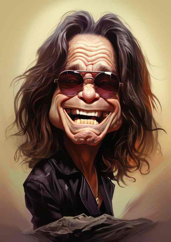 Caricature of Ozzy Osbourne rock and roll baby