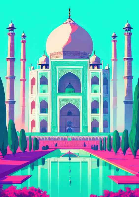 Taj Mahal India a flat design