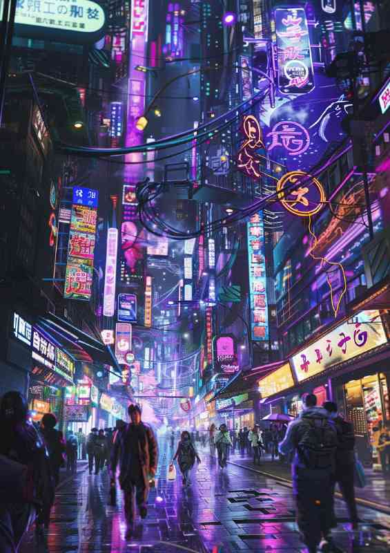 Anime aesthetics an Asian futuristic city street