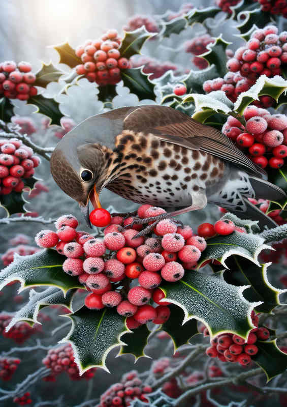 Thrush's Berry Feast Metal Poster
