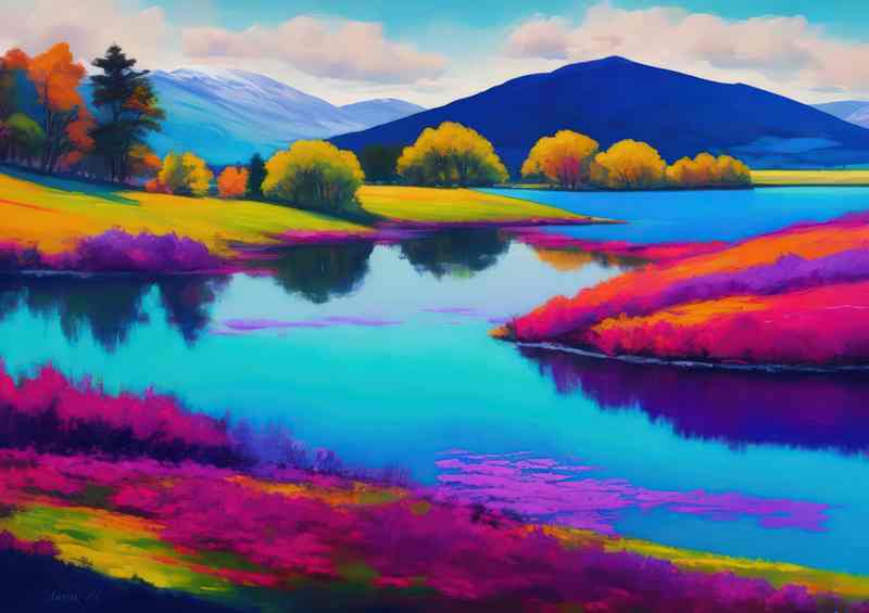 Neon lake in spring