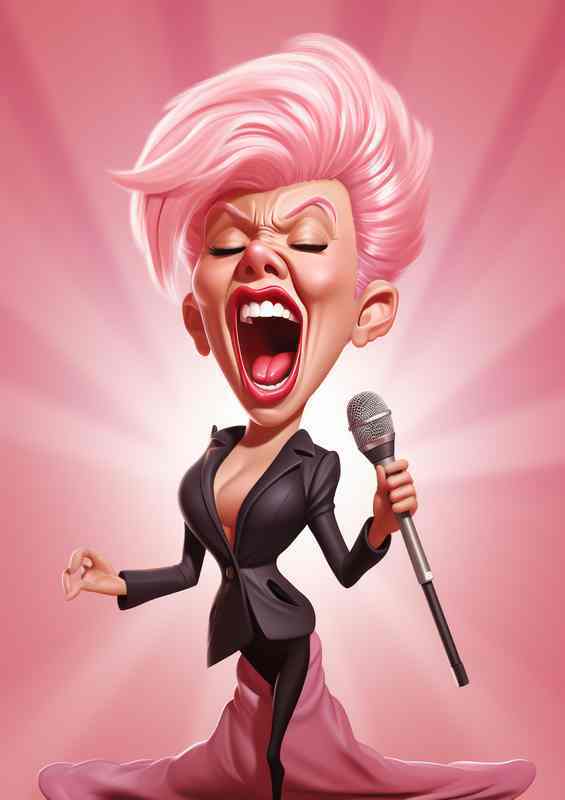 Caricature of Pink the singer