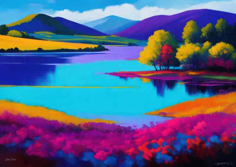 Neon lake in the morning