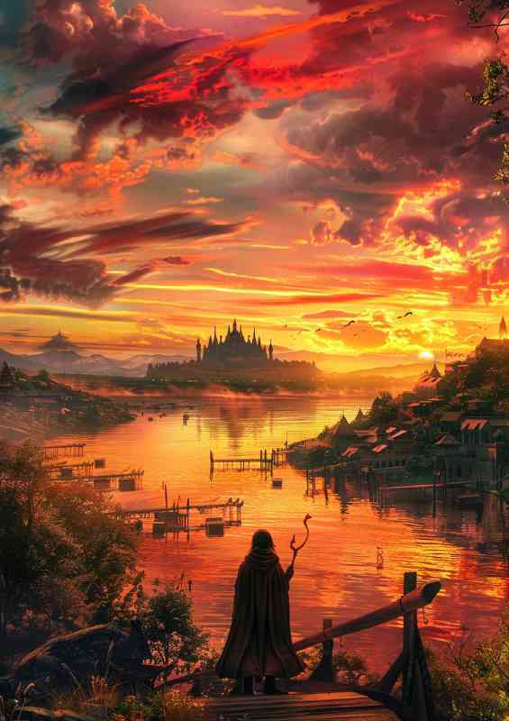 Sunset over the river