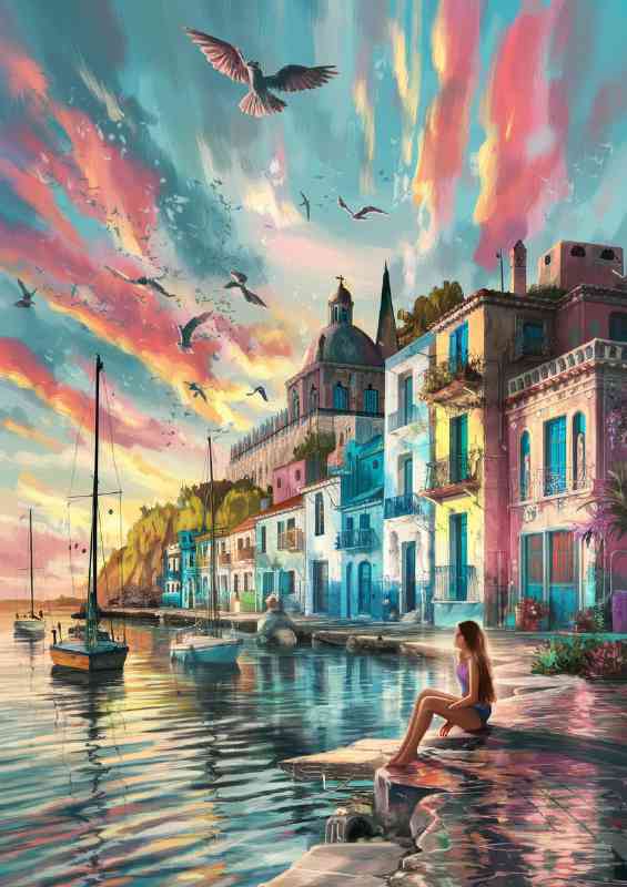 Vibrant coastal seaside town