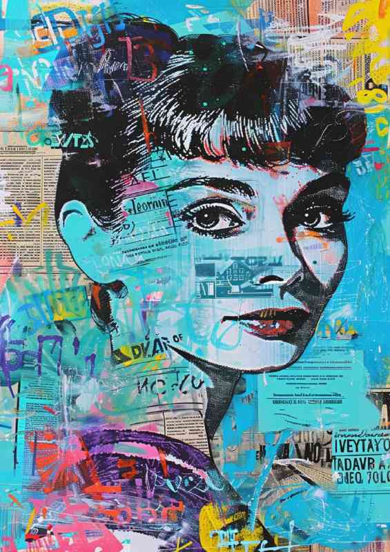 Audrey Hepburn made with different typo | Metal Poster