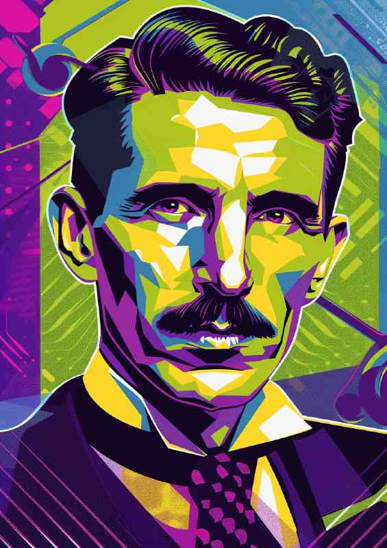 Nikola Tesla in the style of pop art