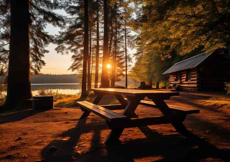Park bench at sunset