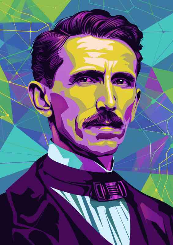 Nikola Tesla in the style of pop art simple vector