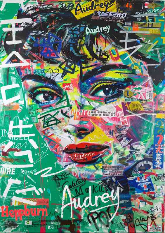 Painted style Audry Hepburn graffiti