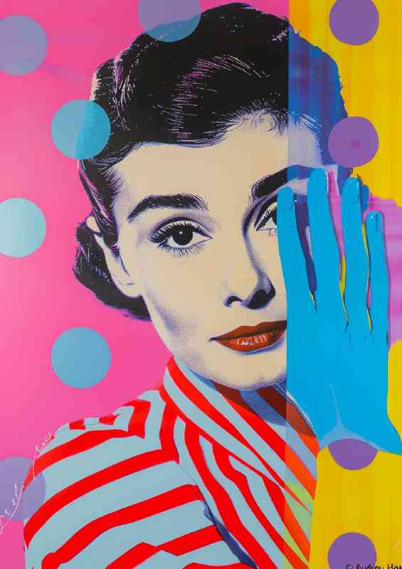 Pop art painting of Audrey Hepburn