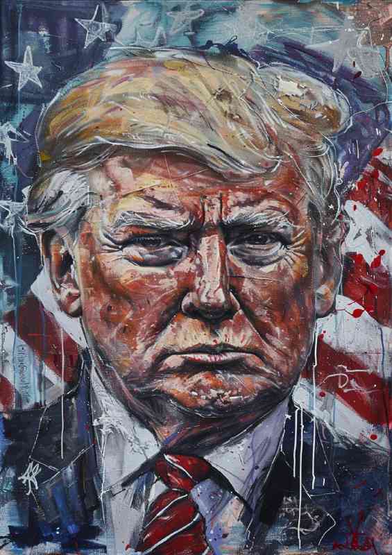 Trump hand painted usa flag